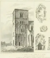 An illustration from The architectural antiquities of Great Britain : represented and illustrated in a series of views, elevations, plans, sections, and details, of various ancient English edifices : with historical and descriptive accounts of each (1807)