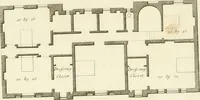 An illustration from Architectural designs for rustic cottages, picturesque dwellings, villas, &c. : with appropriate scenery, plans and descriptions : to which are prefixed, some critical observations on their style and character : and also of castles, abbies, and ancient English houses, concluding with practical remarks on building, and the causes of the dry rot (1807)