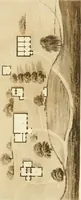 An illustration from Architectural designs for rustic cottages, picturesque dwellings, villas, &c. : with appropriate scenery, plans and descriptions : to which are prefixed, some critical observations on their style and character : and also of castles, abbies, and ancient English houses, concluding with practical remarks on building, and the causes of the dry rot (1807)