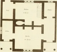 An illustration from Architectural designs for rustic cottages, picturesque dwellings, villas, &c. : with appropriate scenery, plans and descriptions : to which are prefixed, some critical observations on their style and character : and also of castles, abbies, and ancient English houses, concluding with practical remarks on building, and the causes of the dry rot (1807)