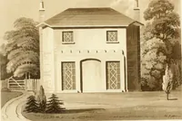An illustration from Architectural designs for rustic cottages, picturesque dwellings, villas, &c. : with appropriate scenery, plans and descriptions : to which are prefixed, some critical observations on their style and character : and also of castles, abbies, and ancient English houses, concluding with practical remarks on building, and the causes of the dry rot (1807)