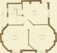 Picture 20 of 50 from Architectural designs for rustic cottages, picturesque dwellings, villas, &c. : with appropriate scenery, plans and descriptions : to which are prefixed, some critical observations on their style and character : and also of castles, abbies, and ancient English houses, concluding with practical remarks on building, and the causes of the dry rot (1807), leaf 68
