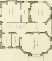 Picture 24 of 50 from Architectural designs for rustic cottages, picturesque dwellings, villas, &c. : with appropriate scenery, plans and descriptions : to which are prefixed, some critical observations on their style and character : and also of castles, abbies, and ancient English houses, concluding with practical remarks on building, and the causes of the dry rot (1807), leaf 74