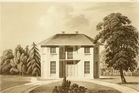 An illustration from Architectural designs for rustic cottages, picturesque dwellings, villas, &c. : with appropriate scenery, plans and descriptions : to which are prefixed, some critical observations on their style and character : and also of castles, abbies, and ancient English houses, concluding with practical remarks on building, and the causes of the dry rot (1807)