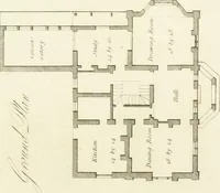 An illustration from Architectural designs for rustic cottages, picturesque dwellings, villas, &c. : with appropriate scenery, plans and descriptions : to which are prefixed, some critical observations on their style and character : and also of castles, abbies, and ancient English houses, concluding with practical remarks on building, and the causes of the dry rot (1807)