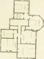 An illustration from Architectural designs for rustic cottages, picturesque dwellings, villas, &c. : with appropriate scenery, plans and descriptions : to which are prefixed, some critical observations on their style and character : and also of castles, abbies, and ancient English houses, concluding with practical remarks on building, and the causes of the dry rot (1807)