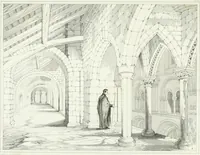 An illustration from Architectural illustrations and description of the cathedral church at Durham (1843)