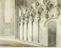 An illustration from Architectural illustrations and description of the cathedral church at Durham (1843)