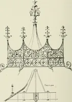 An illustration from Architectural iron and steel : and its application in the construction of buildings, including beams and girders in floor construction, rolled iron struts, wrought and cast-iron columns, fire-proof columns, column connections, cast-iron lintels, roof trusses, stairways, elevator enclosures, ornamental iron, floor lights, and skylights, vault lights, doors, and shutters, window guards and grilles, etc., etc., with specification of ironwork and selected papers in relation to ironwork, from a revision of the present law before the legislature affecting public interests in the city of New York, in so far as the same regulates the construction of buildings in said city, tables selected expressly for this work, of the properties of beams, channels, tees and angles, used as beams, struts and columns, weights of iron and steel bars, capacity of tanks, areas of circles, weights of circular and square cast-iron columns, weights of substances, tables of squares, cubes, etc., weights of sheet copper, brass and iron, etc (1892)