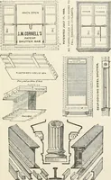 An illustration from Architectural iron and steel : and its application in the construction of buildings, including beams and girders in floor construction, rolled iron struts, wrought and cast-iron columns, fire-proof columns, column connections, cast-iron lintels, roof trusses, stairways, elevator enclosures, ornamental iron, floor lights, and skylights, vault lights, doors, and shutters, window guards and grilles, etc., etc., with specification of ironwork and selected papers in relation to ironwork, from a revision of the present law before the legislature affecting public interests in the city of New York, in so far as the same regulates the construction of buildings in said city, tables selected expressly for this work, of the properties of beams, channels, tees and angles, used as beams, struts and columns, weights of iron and steel bars, capacity of tanks, areas of circles, weights of circular and square cast-iron columns, weights of substances, tables of squares, cubes, etc., weights of sheet copper, brass and iron, etc (1892)