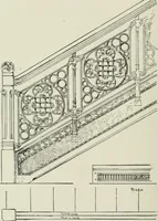 An illustration from Architectural iron and steel : and its application in the construction of buildings, including beams and girders in floor construction, rolled iron struts, wrought and cast-iron columns, fire-proof columns, column connections, cast-iron lintels, roof trusses, stairways, elevator enclosures, ornamental iron, floor lights, and skylights, vault lights, doors, and shutters, window guards and grilles, etc., etc., with specification of ironwork and selected papers in relation to ironwork, from a revision of the present law before the legislature affecting public interests in the city of New York, in so far as the same regulates the construction of buildings in said city, tables selected expressly for this work, of the properties of beams, channels, tees and angles, used as beams, struts and columns, weights of iron and steel bars, capacity of tanks, areas of circles, weights of circular and square cast-iron columns, weights of substances, tables of squares, cubes, etc., weights of sheet copper, brass and iron, etc (1892)