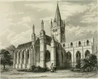 An illustration from Architectural and picturesque illustrations of the cathedral churches of England and Wales. The drawings made from sketches taken expressly for this work, by Robert Garland. With descriptions by Thomas Moule (1838)