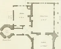 An illustration from Architectural sketches for cottages, rural dwellings, and villas, in the Grecian, Gothic, and fancy styles : with plans suitable to persons of genteel life and moderate fortune : preceded by some observations on scenery and character proper for picturesque buildings (1805)