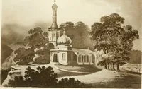 An illustration from Architectural sketches for cottages, rural dwellings, and villas, in the Grecian, Gothic, and fancy styles : with plans suitable to persons of genteel life and moderate fortune : preceded by some observations on scenery and character proper for picturesque buildings (1805)