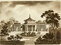An illustration from Architectural sketches for cottages, rural dwellings, and villas, in the Grecian, Gothic, and fancy styles : with plans suitable to persons of genteel life and moderate fortune : preceded by some observations on scenery and character proper for picturesque buildings (1805)