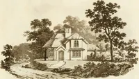 An illustration from Architectural sketches for cottages, rural dwellings, and villas, in the Grecian, Gothic, and fancy styles : with plans suitable to persons of genteel life and moderate fortune : preceded by some observations on scenery and character proper for picturesque buildings (1805)
