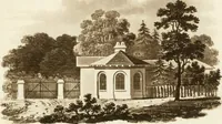 An illustration from Architectural sketches for cottages, rural dwellings, and villas, in the Grecian, Gothic, and fancy styles : with plans suitable to persons of genteel life and moderate fortune : preceded by some observations on scenery and character proper for picturesque buildings (1805)