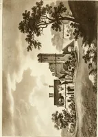 An illustration from Architectural sketches for cottages, rural dwellings, and villas, in the Grecian, Gothic, and fancy styles : with plans suitable to persons of genteel life and moderate fortune : preceded by some observations on scenery and character proper for picturesque buildings (1805)