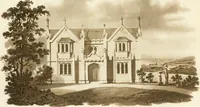 An illustration from Architectural sketches for cottages, rural dwellings, and villas, in the Grecian, Gothic, and fancy styles : with plans suitable to persons of genteel life and moderate fortune : preceded by some observations on scenery and character proper for picturesque buildings (1805)