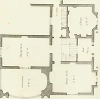 An illustration from Architectural sketches for cottages, rural dwellings, and villas, in the Grecian, Gothic, and fancy styles : with plans suitable to persons of genteel life and moderate fortune : preceded by some observations on scenery and character proper for picturesque buildings (1805)