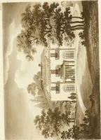 An illustration from Architectural sketches for cottages, rural dwellings, and villas, in the Grecian, Gothic, and fancy styles : with plans suitable to persons of genteel life and moderate fortune : preceded by some observations on scenery and character proper for picturesque buildings (1805)
