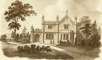 An illustration from Architectural sketches for cottages, rural dwellings, and villas, in the Grecian, Gothic, and fancy styles : with plans suitable to persons of genteel life and moderate fortune : preceded by some observations on scenery and character proper for picturesque buildings (1805)