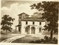 An illustration from Architectural sketches for cottages, rural dwellings, and villas, in the Grecian, Gothic, and fancy styles : with plans suitable to persons of genteel life and moderate fortune : preceded by some observations on scenery and character proper for picturesque buildings (1805)