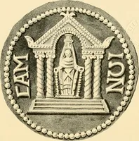 An illustration from Architectura numismatica; or, Architectural medals of classic antiquity: illustrated and explained by comparison with the monuments and the descriptions of ancient authors, and copious text. One hundred lithographs and woodcuts (1859)