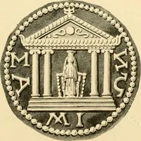 An illustration from Architectura numismatica; or, Architectural medals of classic antiquity: illustrated and explained by comparison with the monuments and the descriptions of ancient authors, and copious text. One hundred lithographs and woodcuts (1859)