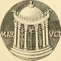 An illustration from Architectura numismatica; or, Architectural medals of classic antiquity: illustrated and explained by comparison with the monuments and the descriptions of ancient authors, and copious text. One hundred lithographs and woodcuts (1859)