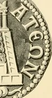 An illustration from Architectura numismatica; or, Architectural medals of classic antiquity: illustrated and explained by comparison with the monuments and the descriptions of ancient authors, and copious text. One hundred lithographs and woodcuts (1859)