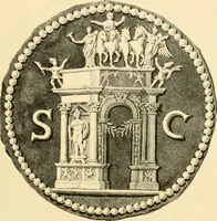 An illustration from Architectura numismatica; or, Architectural medals of classic antiquity: illustrated and explained by comparison with the monuments and the descriptions of ancient authors, and copious text. One hundred lithographs and woodcuts (1859)
