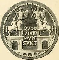 An illustration from Architectura numismatica; or, Architectural medals of classic antiquity: illustrated and explained by comparison with the monuments and the descriptions of ancient authors, and copious text. One hundred lithographs and woodcuts (1859)