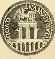An illustration from Architectura numismatica; or, Architectural medals of classic antiquity: illustrated and explained by comparison with the monuments and the descriptions of ancient authors, and copious text. One hundred lithographs and woodcuts (1859)