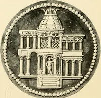 An illustration from Architectura numismatica; or, Architectural medals of classic antiquity: illustrated and explained by comparison with the monuments and the descriptions of ancient authors, and copious text. One hundred lithographs and woodcuts (1859)