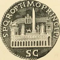 An illustration from Architectura numismatica; or, Architectural medals of classic antiquity: illustrated and explained by comparison with the monuments and the descriptions of ancient authors, and copious text. One hundred lithographs and woodcuts (1859)