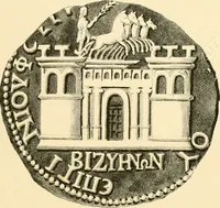 An illustration from Architectura numismatica; or, Architectural medals of classic antiquity: illustrated and explained by comparison with the monuments and the descriptions of ancient authors, and copious text. One hundred lithographs and woodcuts (1859)