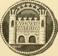 An illustration from Architectura numismatica; or, Architectural medals of classic antiquity: illustrated and explained by comparison with the monuments and the descriptions of ancient authors, and copious text. One hundred lithographs and woodcuts (1859)