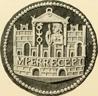 Picture 103 of 107 from Architectura numismatica; or, Architectural medals of classic antiquity: illustrated and explained by comparison with the monuments and the descriptions of ancient authors, and copious text. One hundred lithographs and woodcuts (1859), leaf 461