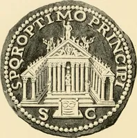 An illustration from Architectura numismatica; or, Architectural medals of classic antiquity: illustrated and explained by comparison with the monuments and the descriptions of ancient authors, and copious text. One hundred lithographs and woodcuts (1859)