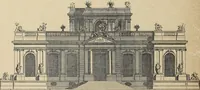 An illustration from Architecture, décoration et ameublement pendant le dix-huitième siècle, Régence - Louis XV. Symétrie et asymétrie proportions légères et courbes capricieuses (1900)