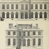 An illustration from Architecture, décoration et ameublement pendant le dix-huitième siècle, Régence - Louis XV. Symétrie et asymétrie proportions légères et courbes capricieuses (1900)