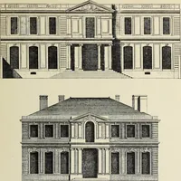 An illustration from Architecture, décoration et ameublement pendant le dix-huitième siècle, Régence - Louis XV. Symétrie et asymétrie proportions légères et courbes capricieuses (1900)