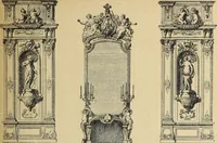 An illustration from Architecture, décoration et ameublement pendant le dix-huitième siècle, Régence - Louis XV. Symétrie et asymétrie proportions légères et courbes capricieuses (1900)
