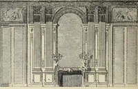 An illustration from Architecture, décoration et ameublement pendant le dix-huitième siècle, Régence - Louis XV. Symétrie et asymétrie proportions légères et courbes capricieuses (1900)
