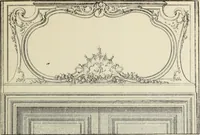 An illustration from Architecture, décoration et ameublement pendant le dix-huitième siècle, Régence - Louis XV. Symétrie et asymétrie proportions légères et courbes capricieuses (1900)