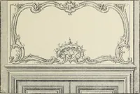 An illustration from Architecture, décoration et ameublement pendant le dix-huitième siècle, Régence - Louis XV. Symétrie et asymétrie proportions légères et courbes capricieuses (1900)