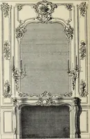 An illustration from Architecture, décoration et ameublement pendant le dix-huitième siècle, Régence - Louis XV. Symétrie et asymétrie proportions légères et courbes capricieuses (1900)