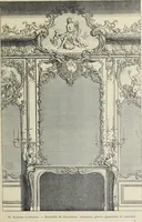 An illustration from Architecture, décoration et ameublement pendant le dix-huitième siècle, Régence - Louis XV. Symétrie et asymétrie proportions légères et courbes capricieuses (1900)