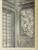 An illustration from Architecture, décoration et ameublement pendant le dix-huitième siècle, Régence - Louis XV. Symétrie et asymétrie proportions légères et courbes capricieuses (1900)